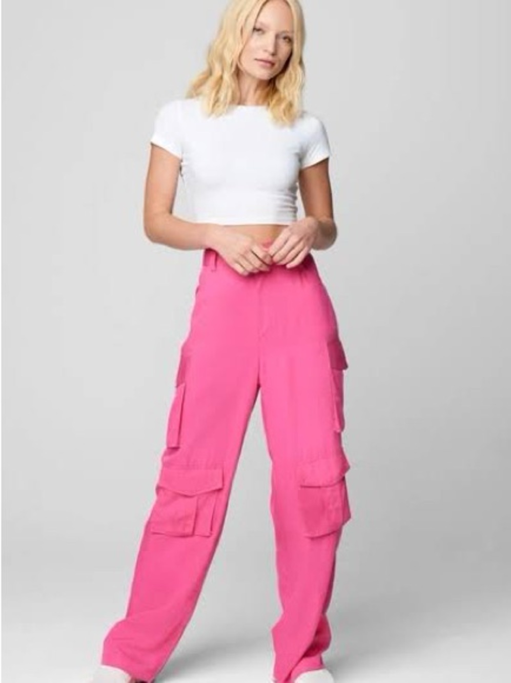 Blank NYC Bright Pink Wide-Leg Cargo Pants